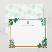 Witte Faux Gold Glitter Ananas Gepersonaliseerd Bedankkaart (Voorkant / Achterkant)