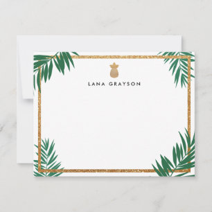 Witte Faux Gold Glitter Ananas Gepersonaliseerd Bedankkaart