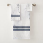 Witte faux marmer zwarte strepen badhanddoekset bad handdoek (Insitu)