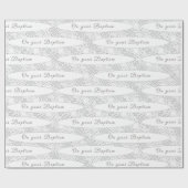 Witte Faux Satijn en Kant  Doop Cadeaupapier (Vlak)