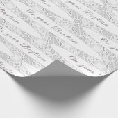 Witte Faux Satijn en Kant  Doop Cadeaupapier (Hoek)