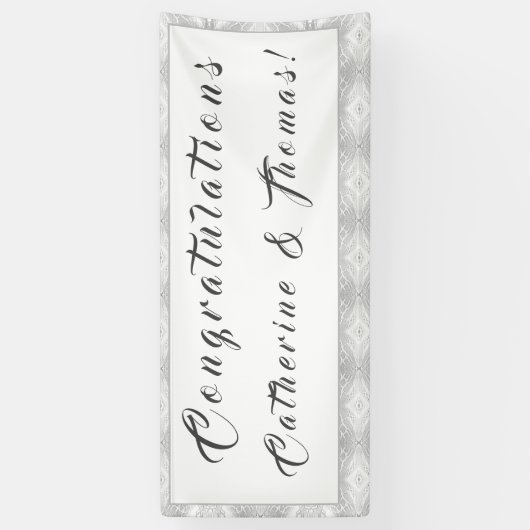 Witte Faux-Satin Gefeliciteerd Spandoek (Verticaal)