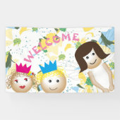 witte fee, sprookje, bloem botanisch spandoek (Horizontaal)