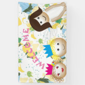 witte fee, sprookje, bloem botanisch spandoek (Verticaal)