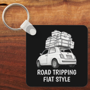 Witte Fiat Auto Sleutelhanger