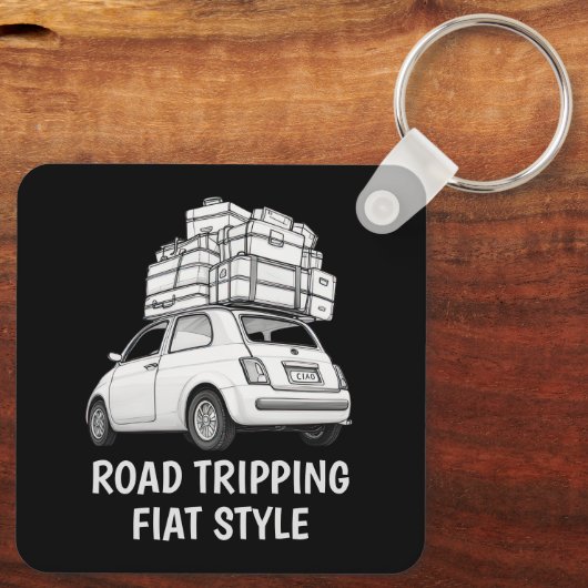 Witte Fiat Auto Sleutelhanger (Achterkant)