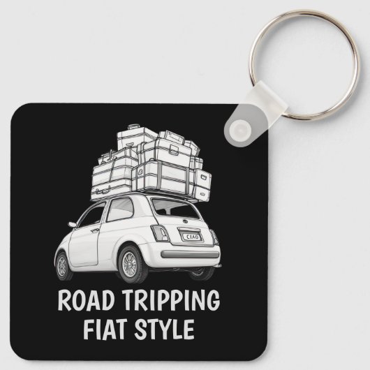 Witte Fiat Auto Sleutelhanger (Achterkant)