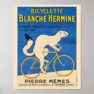 Witte Fiets Blanche Hermine Vintage Poster 1926