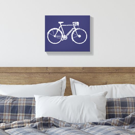 Witte fiets blauwe decormuur idee canvas afdruk (Insitu (Slaapkamer))