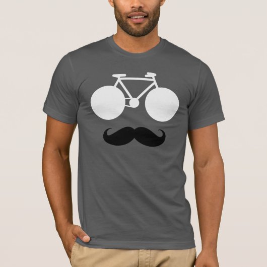 Witte fiets met snor t-shirt (Voorkant)