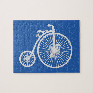 witte fiets op blauw legpuzzel