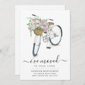 Witte Fiets Roze Bloemen Basket Bewegend Aankondiging (Voorkant / Achterkant)