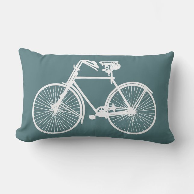witte fiets Thuiskussen Blauw groen Kussen (Voorkant)