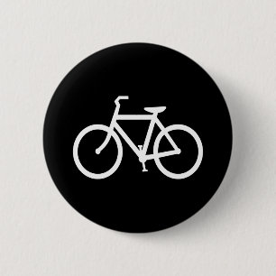 Witte fietsroute ronde button 5,7 cm