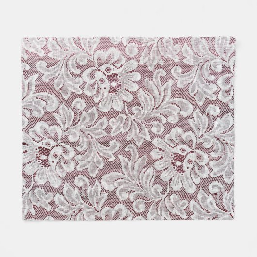 Witte, fijne elegante kant textuur met naadloze be fleece deken (Voorkant (Horizontaal))