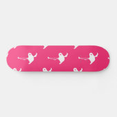 Witte Flamingo op Neon Hot Pink Skateboard (Horizontaal)