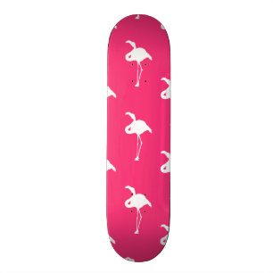 Witte Flamingo op Neon Hot Pink Skateboard