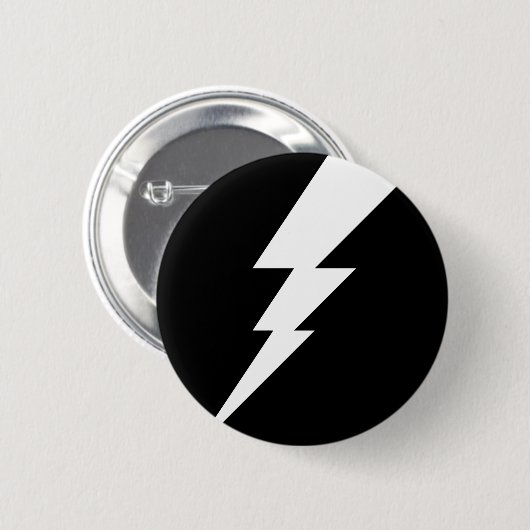 Witte Flash-bliksembolt Ronde Button 5,7 Cm (Voorkant /achterkant)