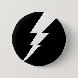 Witte Flash-bliksembolt Ronde Button 5,7 Cm