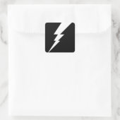 Witte Flash-bliksembolt Vierkante Sticker (Tas)