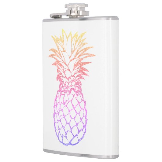 Witte flesje van Girly Faux Glitter Pineapple 8oz Heupfles (Links)