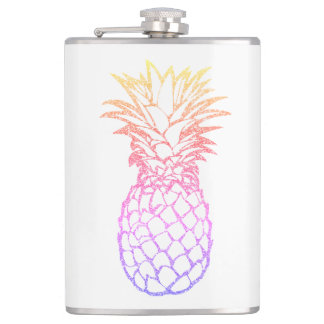 Witte flesje van Girly Faux Glitter Pineapple 8oz Heupfles