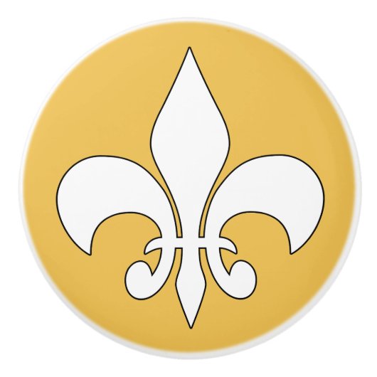 Witte Fleur-de-Lis Aangepaste Keramische knop (Voorkant)