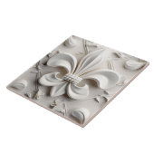 Witte Fleur De Lis keramische tegel Tegeltje (Zijkant)