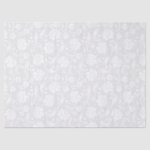 Witte Floral Damascus op lichte grijze achtergrond Tissuepapier