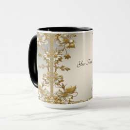 Witte Floral Goud  Mok