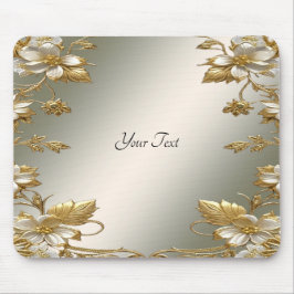 Witte Floral Goud  Mousepad Muismat