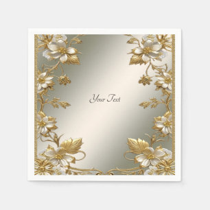 Witte Floral Goud servetten