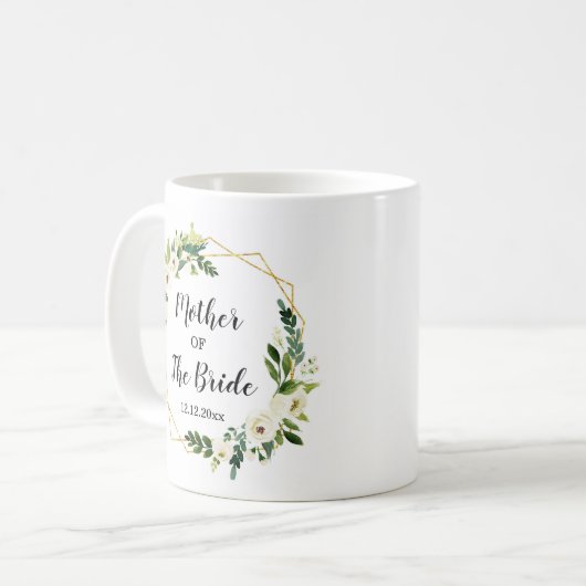 Witte Floral Moeder van de Mok van het Brughuwelij (Voorkant links)