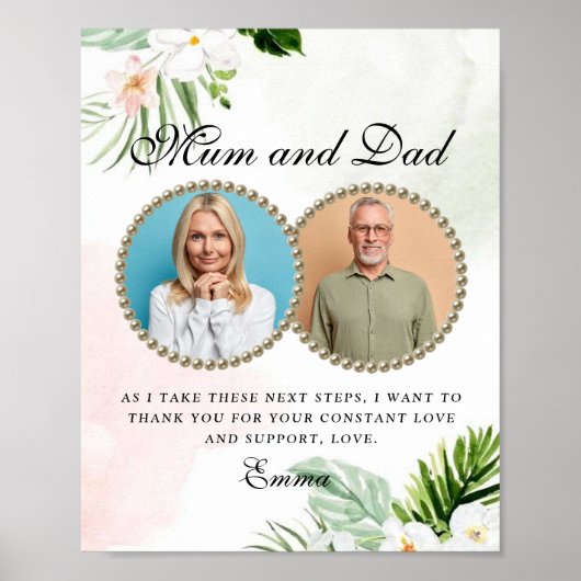 Witte Floral Parents of the Bride Gift Poster (Voorkant)