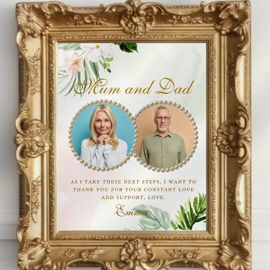 Witte Floral Parents of the Bride Gift Poster