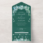 Witte florale garland evergroene bruiloft all in one uitnodiging (Binnen)