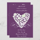 Witte florale hartbridale doucheuitnodiging kaart (Voorkant / Achterkant)