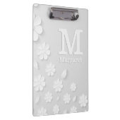 Witte florale ingegraveerde naam initialen geperso klembord (Rechts)