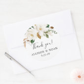 Witte florale magnolia greenery-gunst ronde sticker (Envelop)