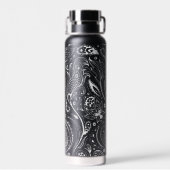 Witte  florale paisleypatroon waterflacon waterfles (Achterkant)