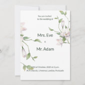 Witte florale simpel, modern, elegant kaart (Achterkant)