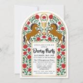 Witte Folk Horse Racing Derby Dagfeest Boog Kaart (Voorkant)