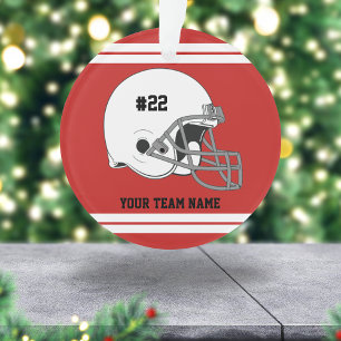 Witte Footballs helm rode trui Ornament