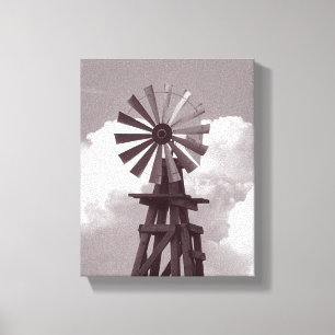 Witte foto van windmollen zwart canvas afdruk