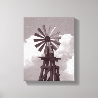 Witte foto van windmollen zwart canvas afdruk