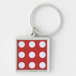 Witte fractale polka stippen Rood fractale achterg Sleutelhanger