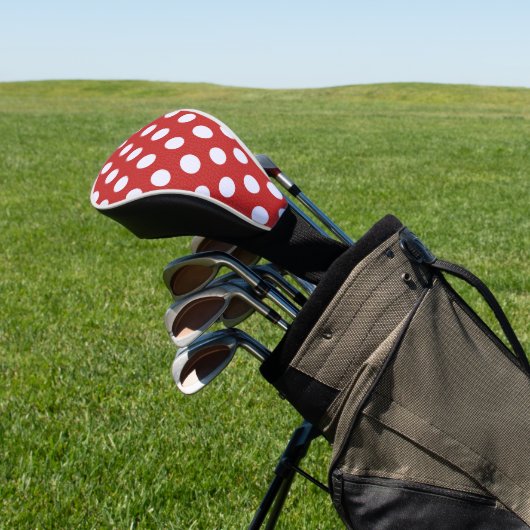 Witte fractals polka stippen rode fractals achterg golfheadcover (Insitu)