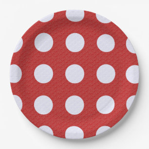 Witte fractals polka stippen Rood fractals achterg Papieren Bordje