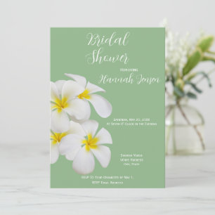 Witte Frangipani Bloemen, op Salie, Bruids- Kaart