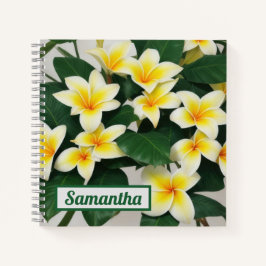 Witte Frangipani Flower gepersonaliseerd Notitiebo Notitieboek